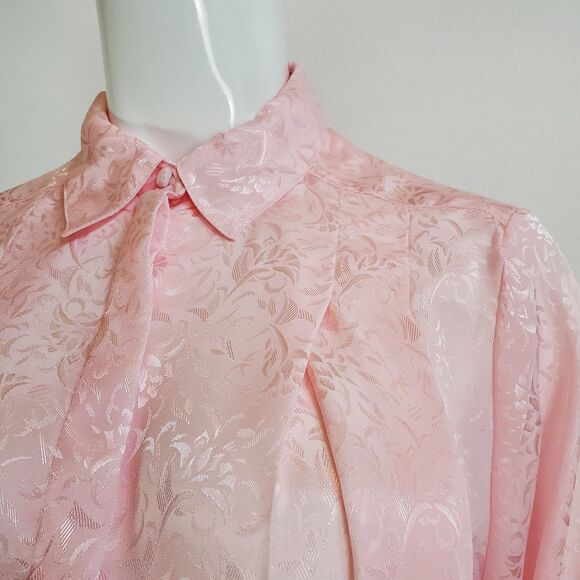 Vintage 80's Worthington Pink Floral Blouse - Picture 1 of 6